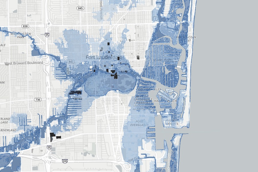NOAA storm surge categories over Fort Lauderdale