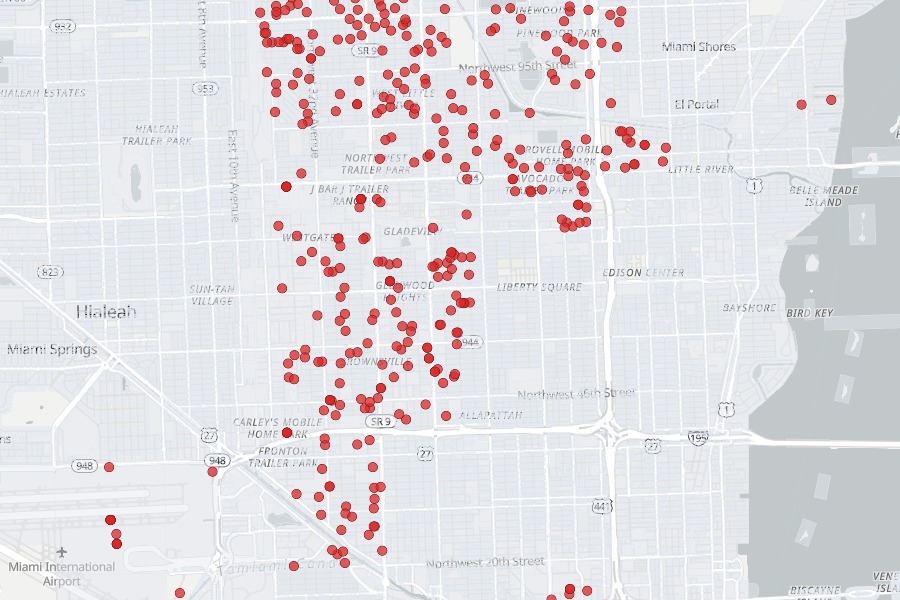 Open building violations mapped across Miami-Dade parcels